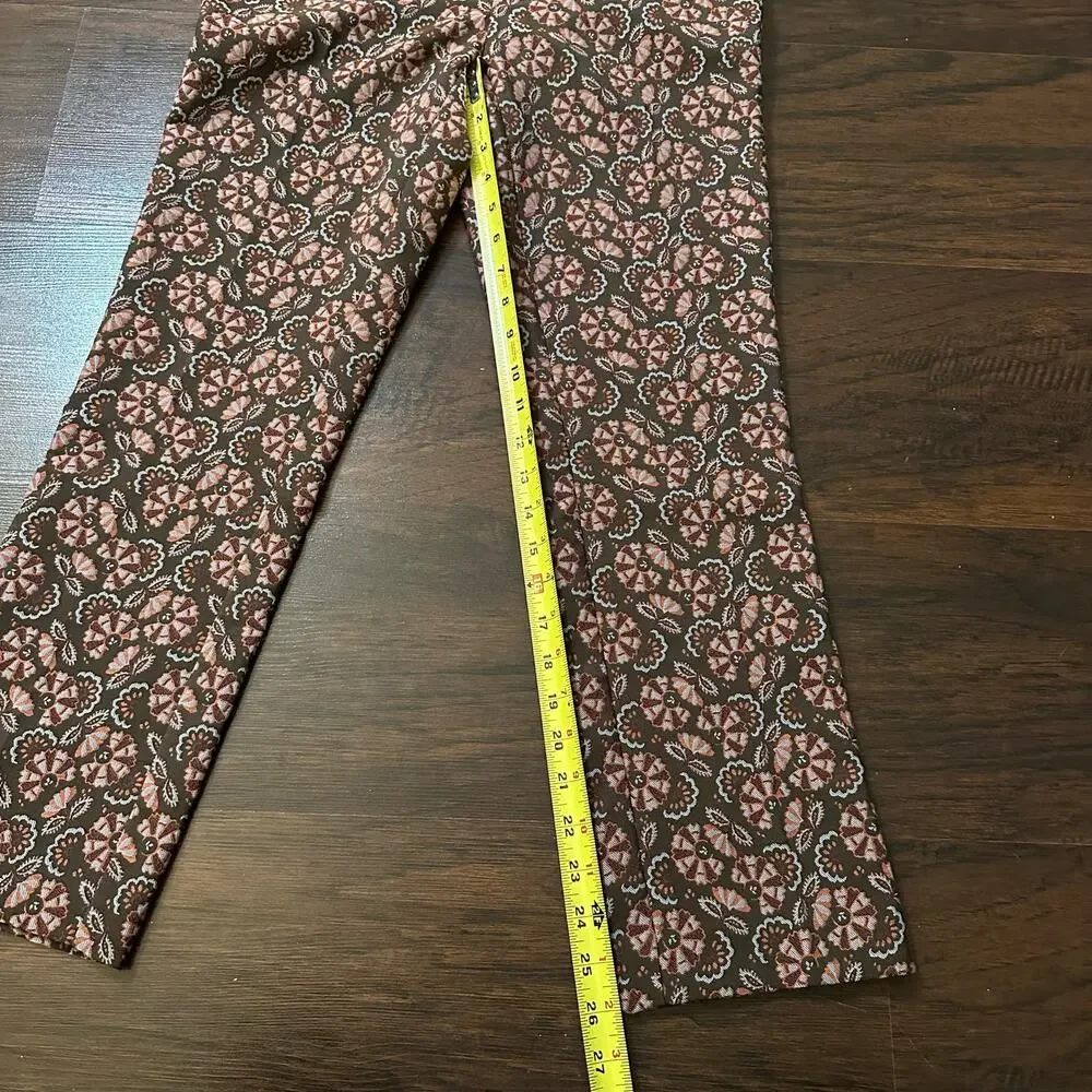 Anthropologie the essential slim brown floral print pants size 2 - Picture 10 of 14